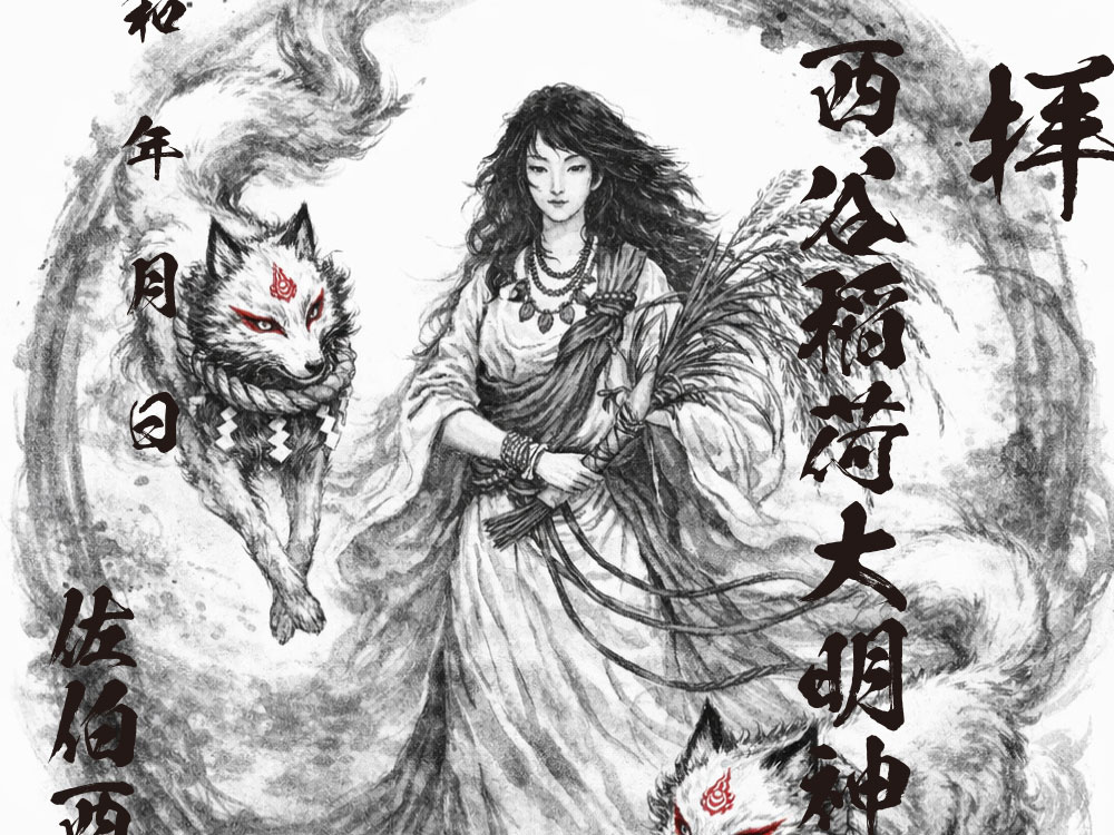 西谷稲荷大明神と、守護する2匹の眷属